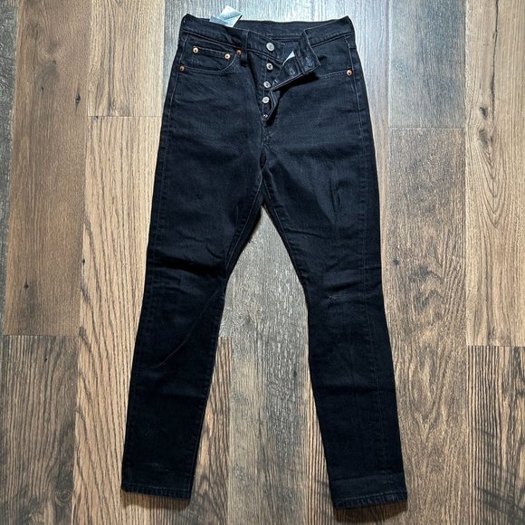 Levi's 501 Black Button Fly Jeans Size W27 L30 - Picture 1 of 4